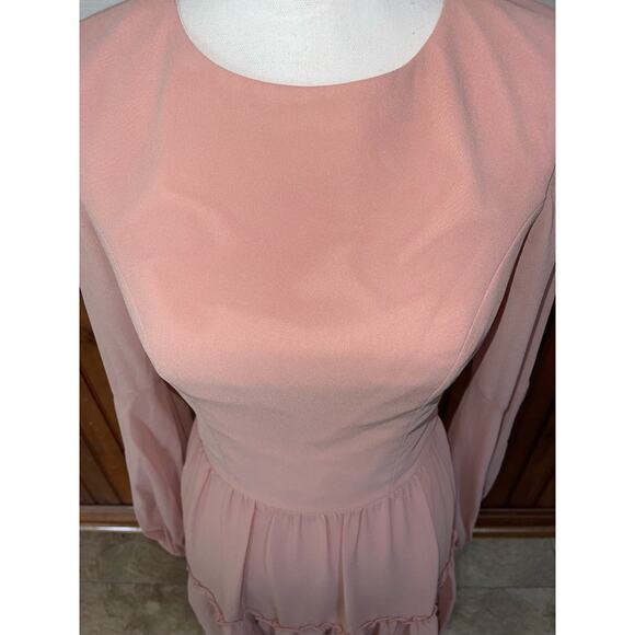 NWT Womens Dress The Population Paola Blush Tiered Blouson-Sleeve‎ Dress Size S - Picture 4 of 11